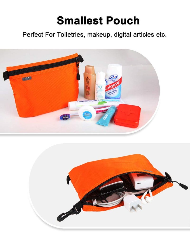 GOX 3 Pack Travel Toiletry Bag for Men Carry On Packing Organizer Zipper Pouch Portable Cosmetic Pouch Accessory Document Electronics (Orange) - Image 4